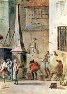 グランドシャトレの前にあるアポール広場-パリの水上輸送の詳細、1802年以前（紙とガッシュ紙）
